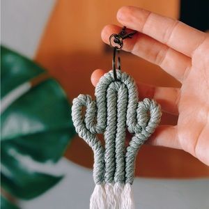 Macrame cactus keychain